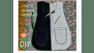 TRAZO.. Mandil..mediano.. cómo hacer..delantal..DIY..gaban..casaca..