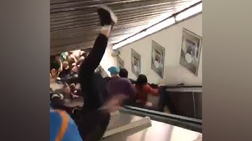 Escalator speeds out of control at Rome metro station