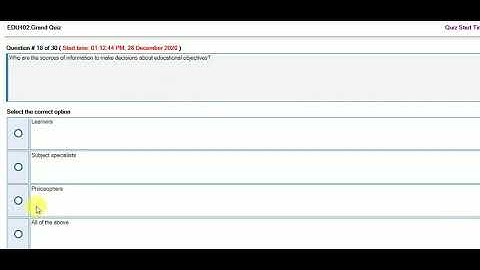 Grand Quizz EDU-402 /CURRICULUM DEVELOPMENT (P#2)