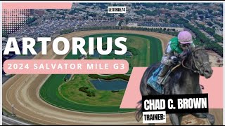 Flavien Prat takes over for Tyler Gaffalione on Artorious 2024 Salvator Mile #horse #horseracing