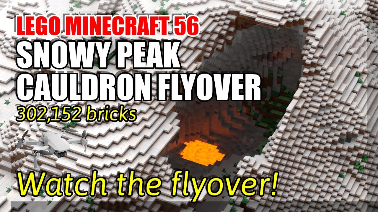 [#56] A Snowy Peak Cauldron Flyover in Lego Minecraft