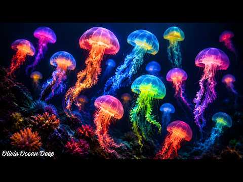 Jellyfish Aquarium 4K Ultra HD 🌙 Fall Asleep Fast with Gentle Ocean Music