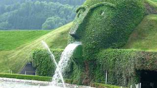 Spewing face fountain at Swarovski Crystal factory