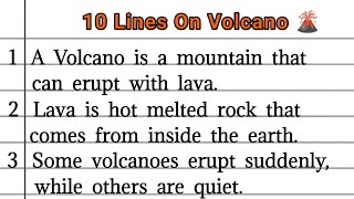 10 Lines on Volcano Eassy on volcano in English