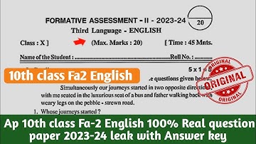 Ap 10th class Fa-2 english question paper 2023-24|10th class english fa2 question paper 2023