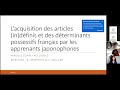 Lacquisition des articles indfinis  par les apprenants japonophones  mireille copin