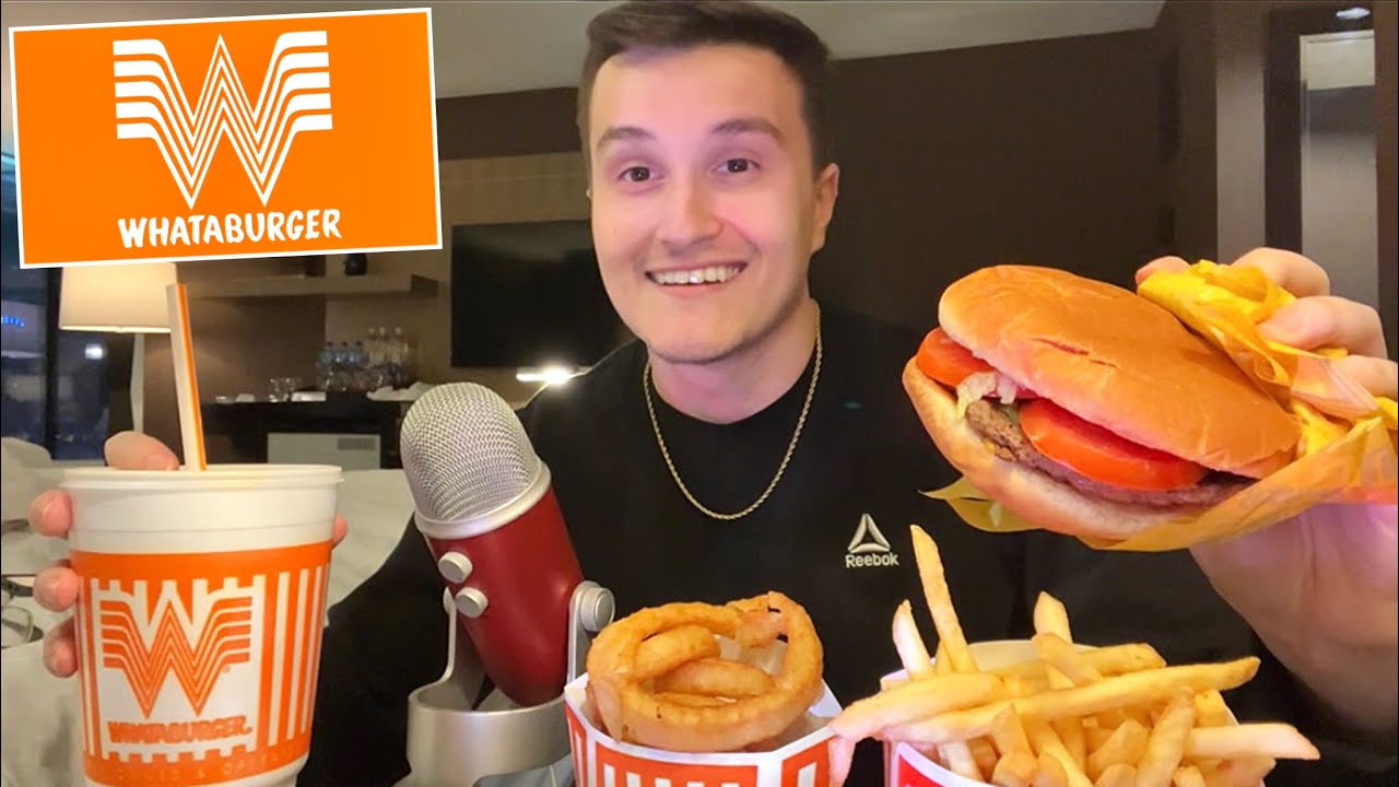 ASMR | Мукбанг с чизбургером Whataburger и картошкой фри (звуки еды)
