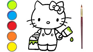 How to draw hello kitty easy for your baby. Coloring with poster paints.