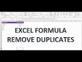 REMOVE DUPLICATES EXCEL FORMULA