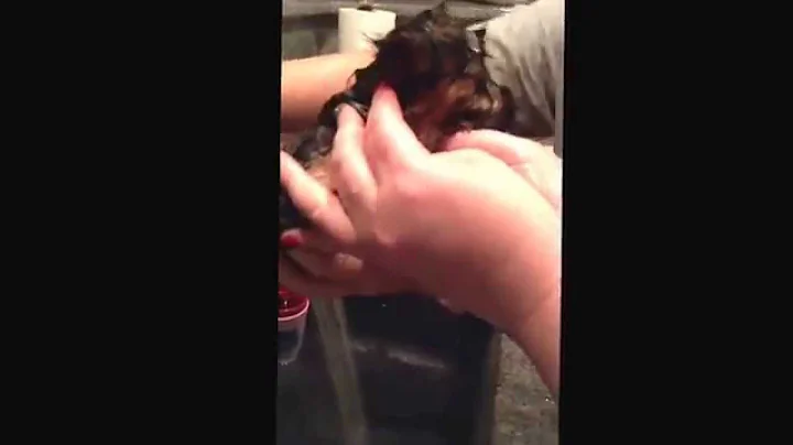 Brantley boos  first bath!!!
