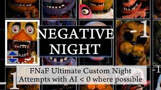 FNaF Ultimate Custom Night - Negative Night (All Animatronics with AI at -1 and -2 where Possible)