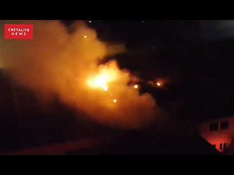 Βίντεο από drone με τη φωτιά σε πιεστήριο εφημερίδας στη Βιομηχανική Περιοχή, στο Ηράκλειο