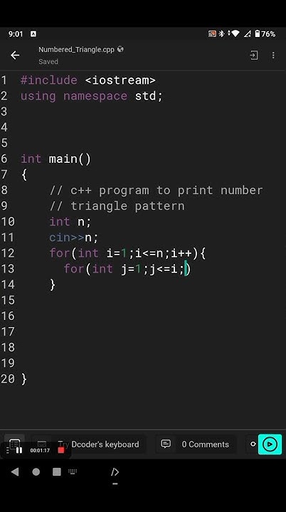 print number pattern | c++ program | pattern in c++ - YouTube