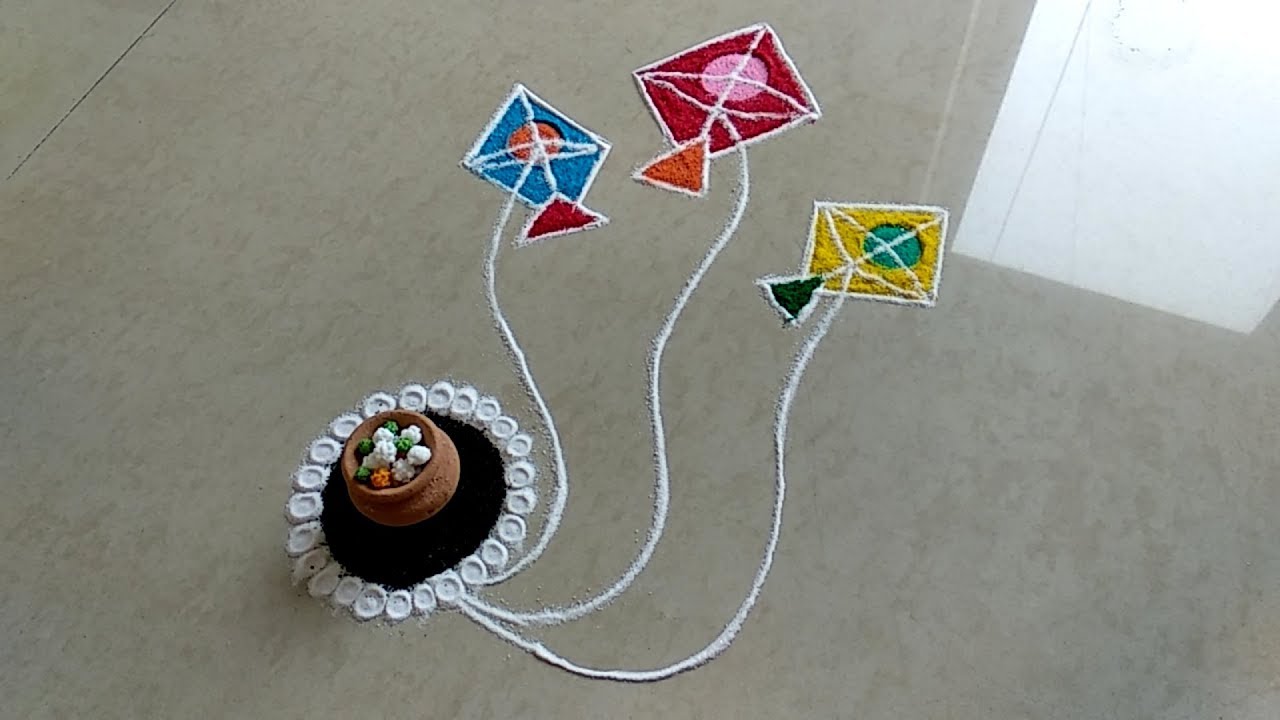 Sankrant special kite rangoli YouTube