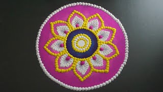 Flower Rangoli Design Easy || Diwali Special Rangoli Design || Easy Rangoli With Dots || Kolam