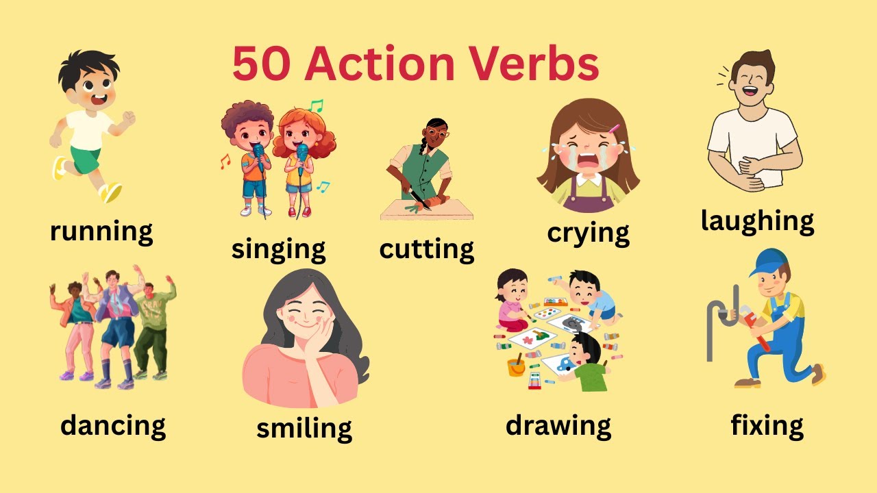 🥳50 Action Verbs in English With Sentences ||English Vocabulary for Beginners