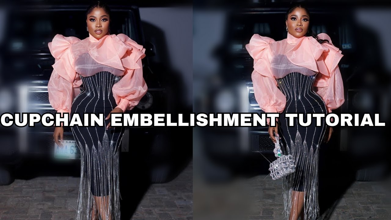 HOW TO BEAD A DRESS USING CUPCHAIN | CUPCHAIN EMBELLISHMENT ON LUXURY DRESSES | BEGINNER-FRIENDLY