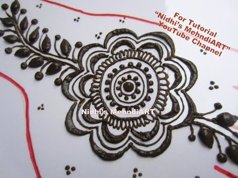 Simple Gulf Style Flower with Leaf Branch Henna Mehndi Design Tutorial ...