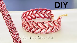 Herringbone Heart Bracelet || DIY Bracelet || How to Make beaded bracelet #sonysree