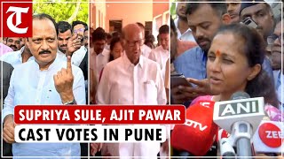 Supriya Sule, Maharashtra Deputy CM Ajit Pawar, NCP-SCP Chief Sharad Pawar cast votes in Pune