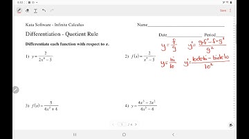 Kuta Software - Calculus: Differentiation using Quotient Rule | IngWan Steiner