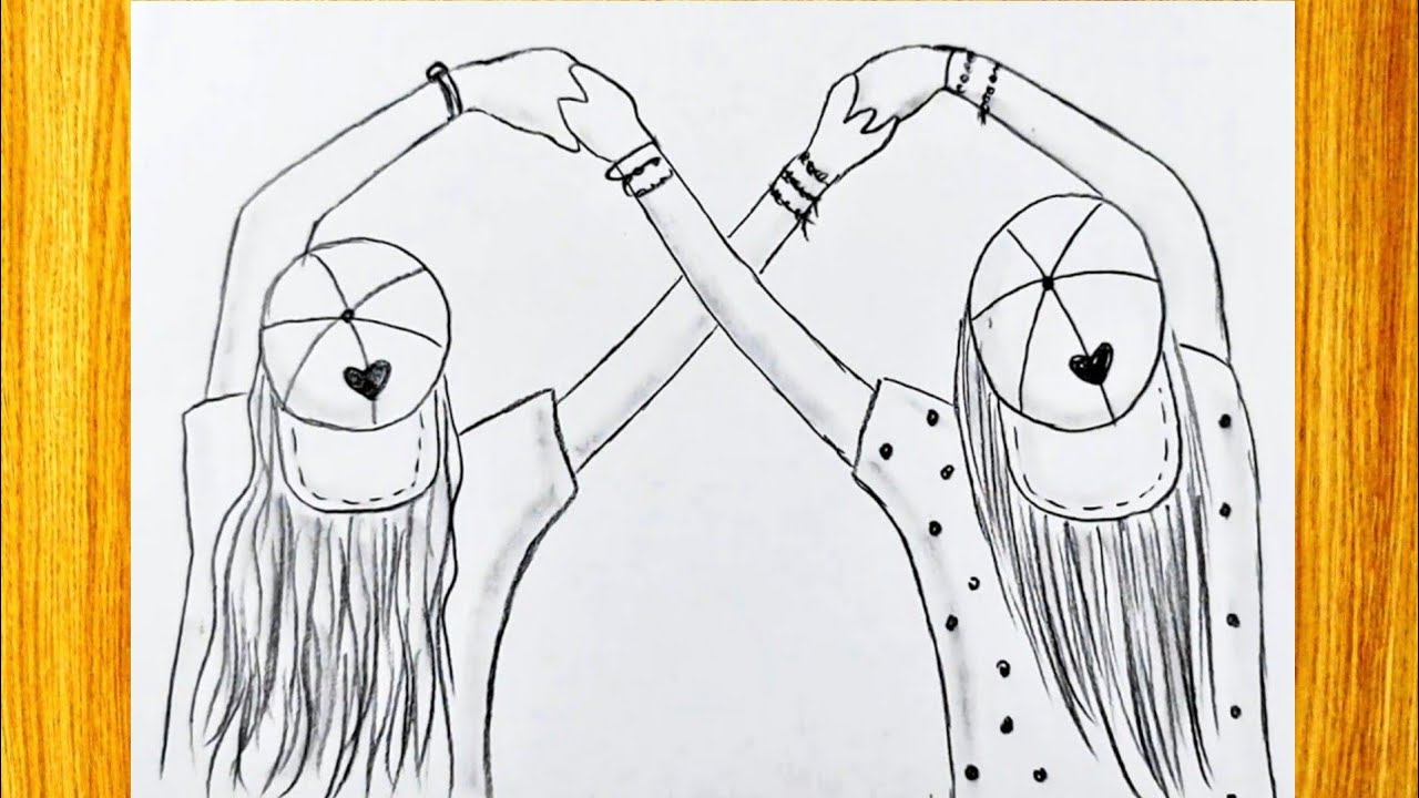 Ampere Fed up Disturb Cum să desenezi două fete în creion/Cele mai bune prietene desenate în  creion - YouTube