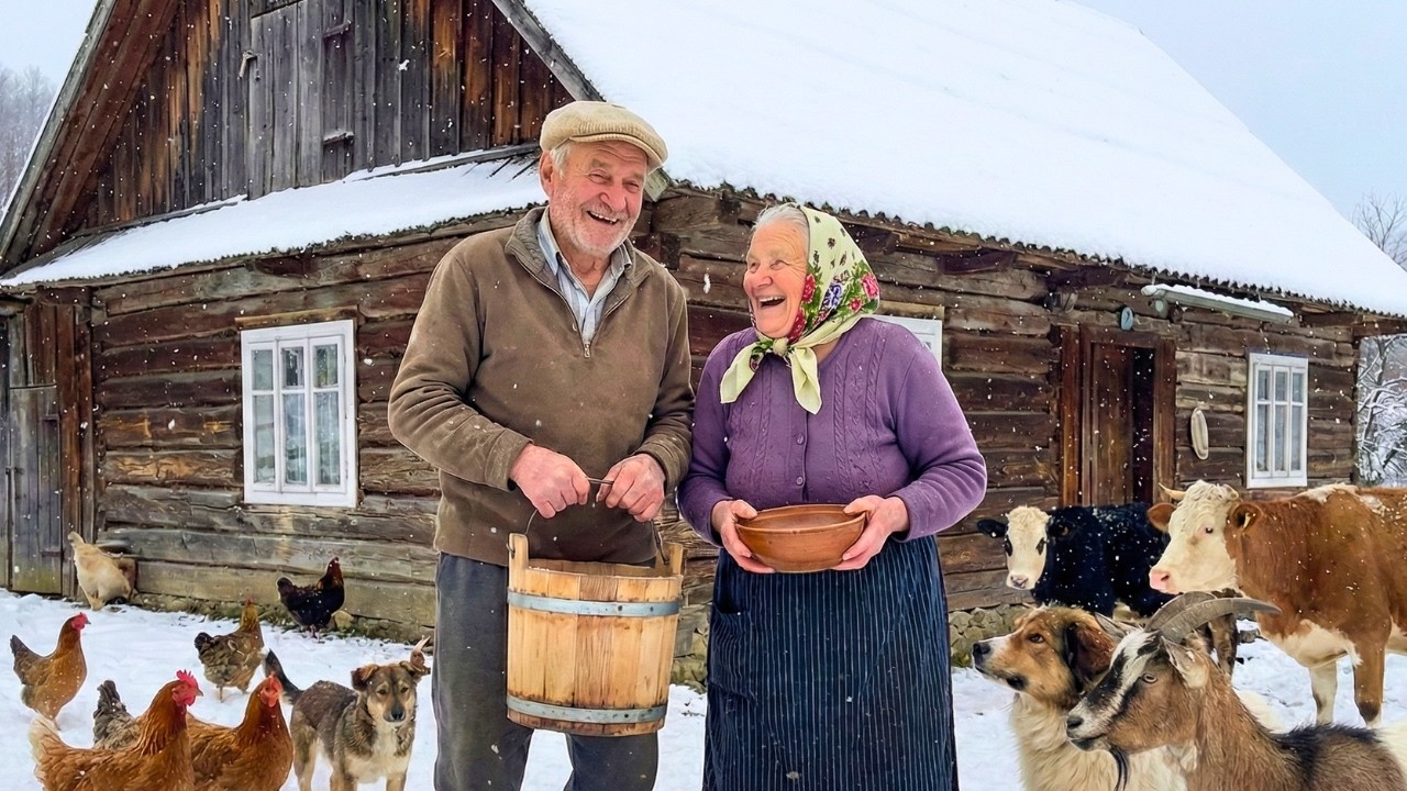 The happy old age of an elderly couple forgotten in the mountains far from civilization