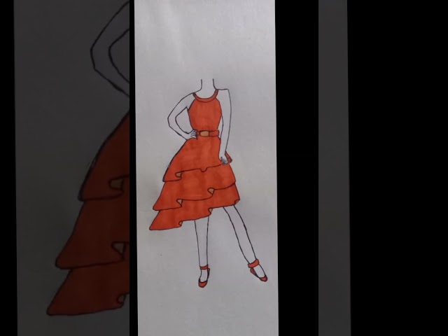 A girl wearing a modern orange🧡colour dress||beautiful dress🤩||#creative#ytshorts#satisfyingart