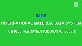 IMDS Tutorial : How to Set Contact Person as Active User