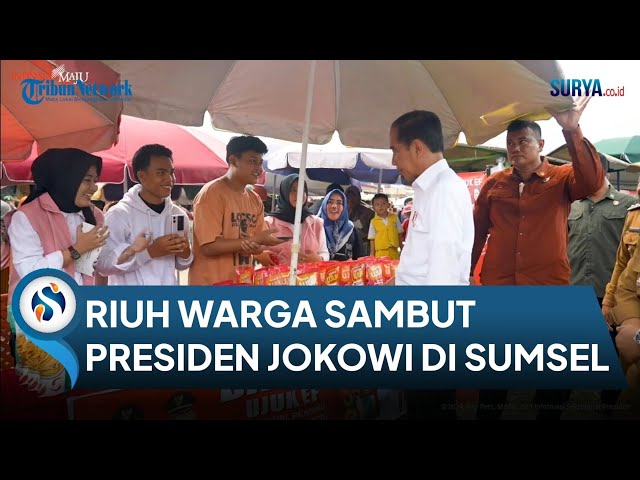 RIUH Warga Sambut Presiden Jokowi Kunker di Sumsel. Tinjau Layanan RS hingga Blusukan Pasar class=