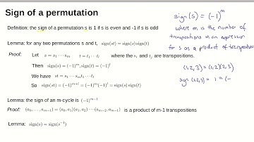 MATH0005 L20: sign of a permutation