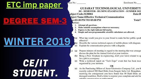 ETC ( WINTER 2019 ) gtu paper for degree sem 3. || study material ||