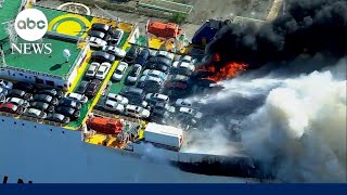 Deadly cargo ship fire still burning at New Jersey port image
