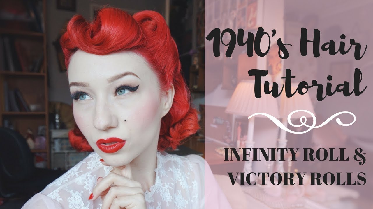 1940's Inspired Hair - Infinity Roll & Victory Rolls tutorial with pinup Miss Lady Lace