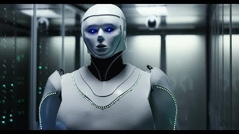 Futuristic White Android Robot in Server Room | Stock Footage - Videohive