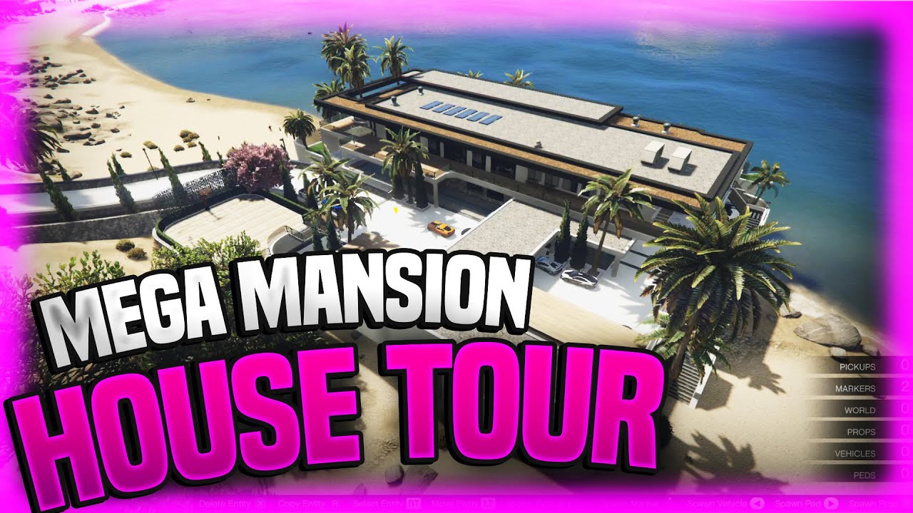 *NEW* 2.5 MILLION DOLLAR MEGA MANSION HOUSE/CUSTOM CAR TOUR GTA V!!! ð¥ð¥