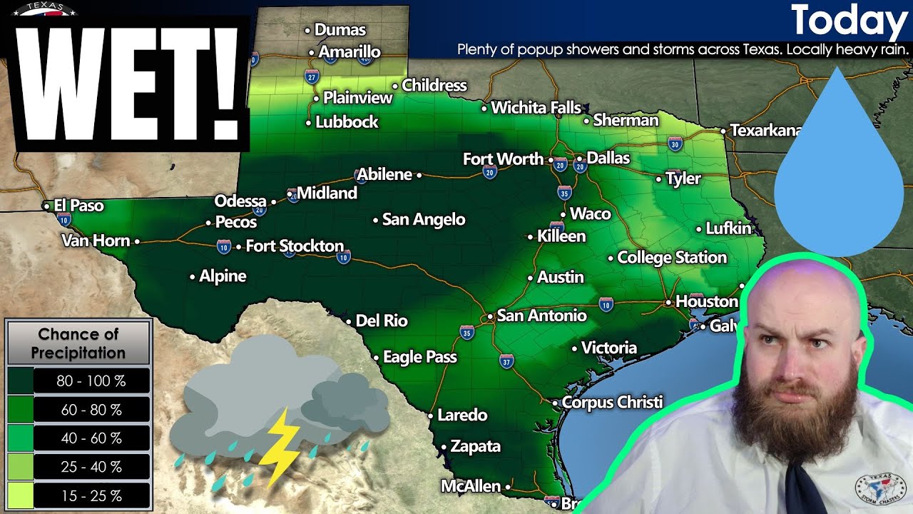Texas Weather: Wet and Stormy Labor Day as Rain Chances Continue - YouTube