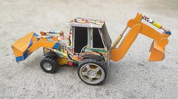 Hoe maak je thuis een JCB van Matchbox | DIY JCB graaflaadmachine | Mini JCB wetenschapsproject