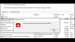 uninstall adobe creative cloud and all apps