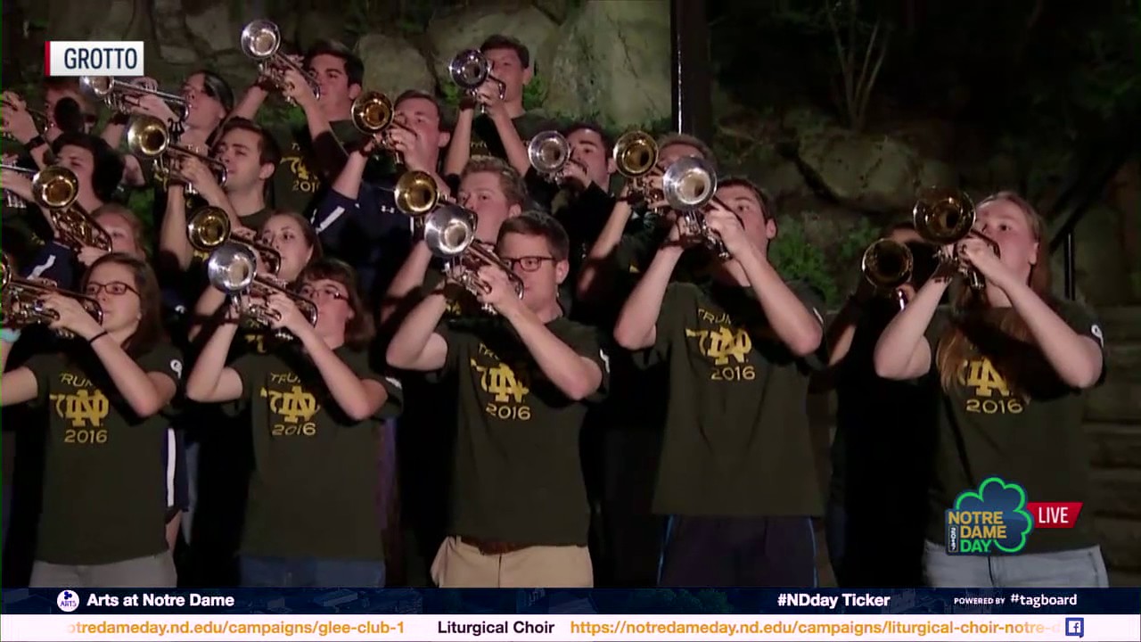 Closing of 2017 Notre Dame Day & Notre Dame Trumpets at the Grotto