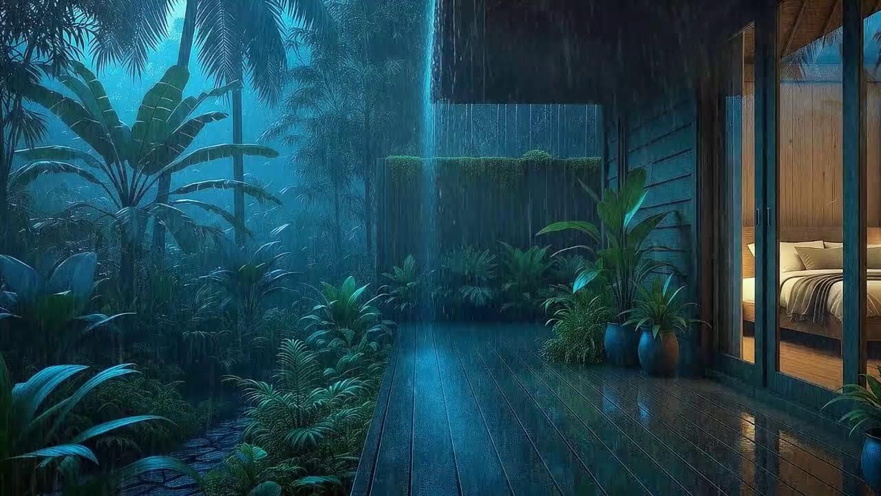 Calming Drizzle To Sleep Instantly In Lush Hidden Lodge 🌧️