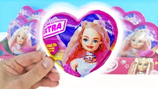 Барби Extra 2023 Пластиковые Сердечки-Сюрпризы, Игрушки Конфитрейд Barbie Kinder Surprise Unboxing