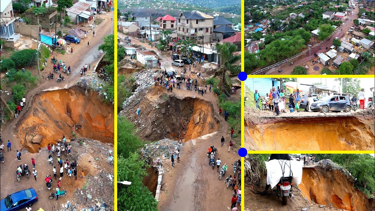 🚨🚨Mont-Ngafula : La route Kimwenza coupée en 2 suite à une forte pluie qui s'est abattue à Kinshasa.