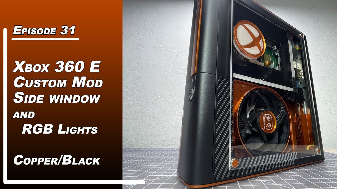 Xbox 360 E Transformation - Copper and Black - Window mod and rgb lights -  YouTube