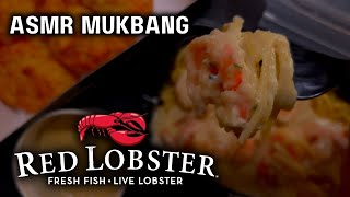 ASMR RED LOBSTER SHRIMP LINGUINE ALFREDO & CHEDDAR BAY BISCUITS MUKBANG EATING SOUNDS