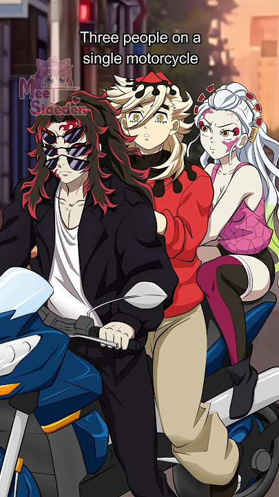 ⚡3 Demons on a Motorcycle 👹 #KimetsuNoYaiba 1台のバイクに3人乗る#DemonSlayer