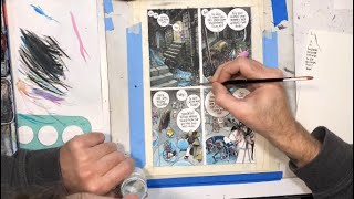 Drawing dungeon with brush, watercolor, ink and gouache