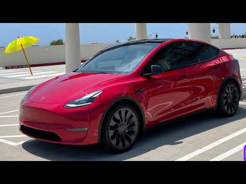 2021 Tesla Model Y Multi Coat Red Dual Motor Performance trim Tesla Vision  Drone Cinematic shots 