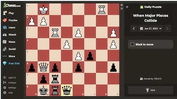 Daily Puzzle, chess.com. January 27th. When Major Pieces Collide