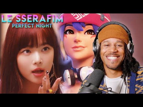 Reacting to LE SSERAFIM 'Perfect Night' OFFICIAL M/V with OVERWATCH 2